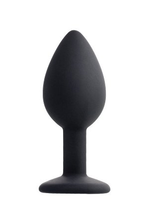Анальная втулка POPO Pleasure by TOYFA со стразом S, силикон, черная, 7,2 см,  2,8 см, 25 г