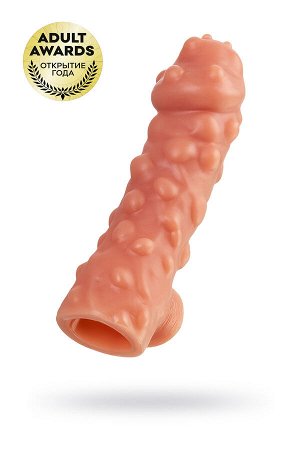 Насадка реалистичная KOKOS COCK SLEEVE 003-M с дополнительной стимуляцией, TPE, телесная, 15.6 см