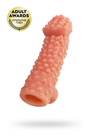 Насадка реалистичная KOKOS COCK SLEEVE 004-M с дополнительной стимуляцией, TPE, телесная, 15.6 см