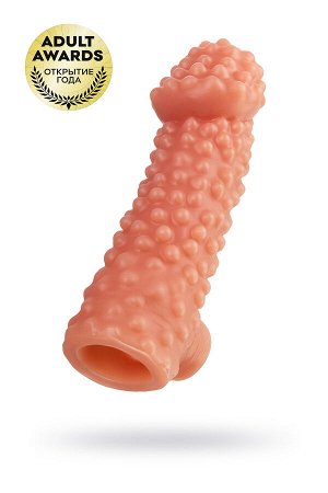 Насадка реалистичная KOKOS COCK SLEEVE 004-L с дополнительной стимуляцией, TPE, телесная, 17.6 см