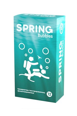 Презервативы Spring, bubbles, латекс, точечные, 17,5 см, 5,4 см, 12 шт.