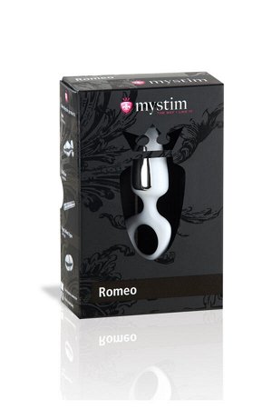 Анальная пробка Mystim Romeo, электростимуляция, пластик, белый, 8,5 см, ? 3,5 см