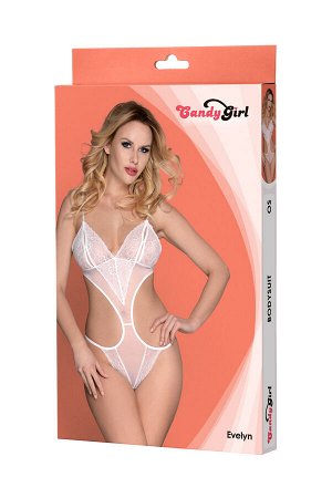 Боди-монокини Candy Girl Evelyn, кружево, сетка, белый, OS