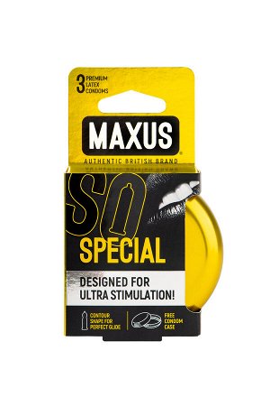 Презервативы Maxus Special, точечные, латекс, ребристые, железный кейс, 3 шт.