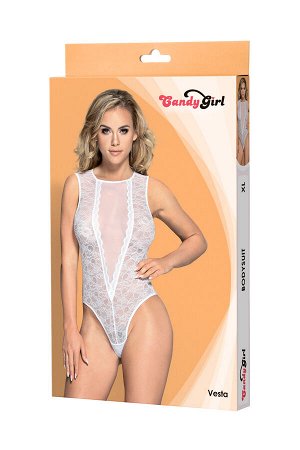 Боди с доступом Candy Girl Vesta, кружево, сетка, белый, XL