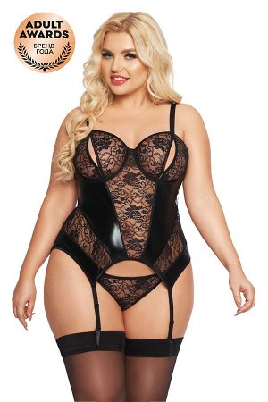 Корсет с пажами и стринги SoftLine Collection Jessica, черный, XL