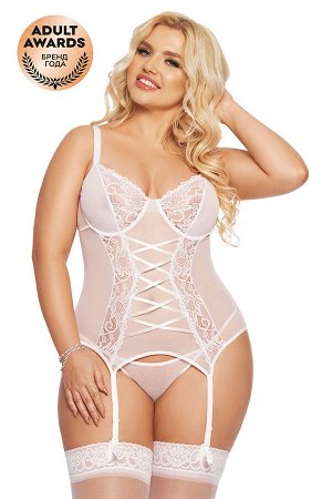 Корсет и стринги SoftLine Collection Brenda, белый, XXXL