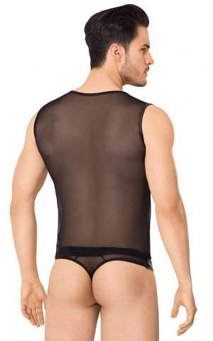 Костюм-сетка на замочке мужской SoftLine Collection (майка, трусы), черный, XL