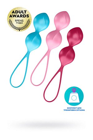 Набор вагинальных шариков Satisfyer Balls C03 Double, силикон, ассорти, ? 3 см.
