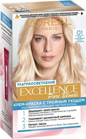 L'Oreal Paris Стойкая крем-краска для волос "Excellence", оттенок 01, Суперосветляющий русый натуральный