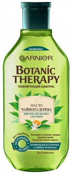 Garnier Шампунь Botanic Therapy Масло чайного дерева, цветки апельсина, алоэ вера для нормальных и склонных к жирности волос, 400 мл
