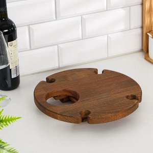 Винный столик деревянный "Round" орех 29х29х17 см
