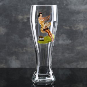 Пивной стакан Pin-up Beer, 500 мл, стекло, рисунок МИКС