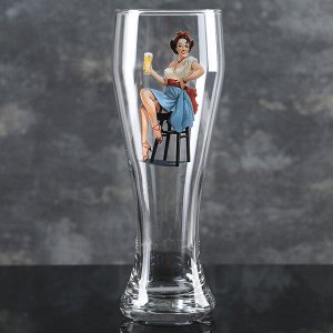 Пивной стакан Pin-up Beer, 500 мл, стекло, рисунок МИКС