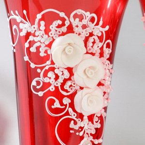 Набор свадебных бокалов  "Роза", с лепниной, красный