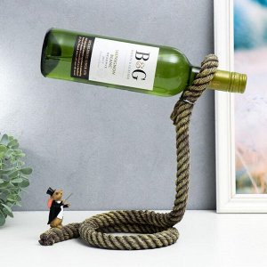 Сувенир подставка под бутылку полистоун "Кролик-фокусник, управляет верёвкой" 28х15,5 см