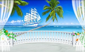 Фотообои Терраса с видом на море и пляж