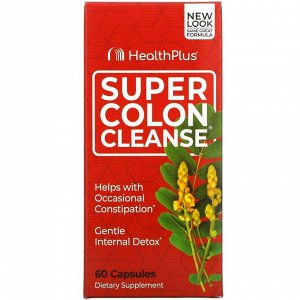 Health Plus, Super Colon Cleanse, превосходное средство для очищения толстой кишки, 60 капсул