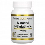 California Gold Nutrition, S-ацетил-L-глутатион, 100 мг, 30 растительных капсул