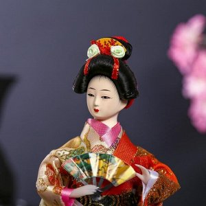 Кукла коллекционная "Гейша с веером" 27х12,5х12,5 см