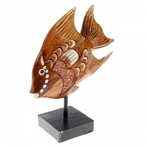 Сувенир "Коричневая рыбка" дерево, на подставке 30х9х39 см