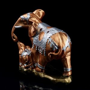 Статуэтка "Слон со слонёнком", цвет бронзовый, 26,5 см, микс
