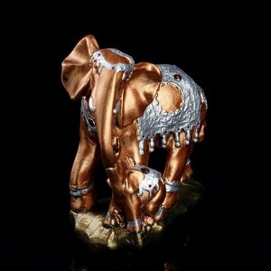 Статуэтка "Слон со слонёнком", цвет бронзовый, 26,5 см, микс