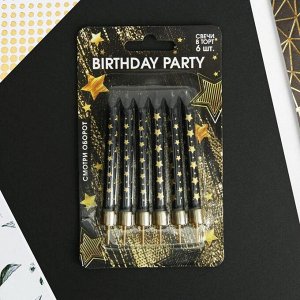 Свечи в торт Birthday party, 6 шт, 9 х 15 см