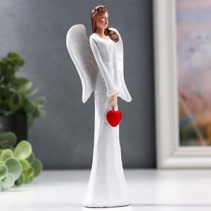 Сувенир полистоун "Ангел-девушка с красным сердцем" МИКС 14,5х5,8х3,1 см