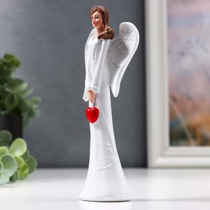Сувенир полистоун "Ангел-девушка с красным сердцем" МИКС 14,5х5,8х3,1 см