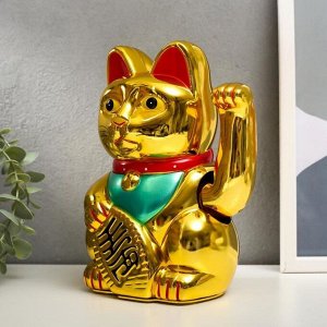 Сувенир "Кот Манэки-нэко", цвет золото
