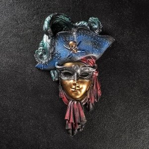 Венецианская маска "Пират" золото, 30см МИКС