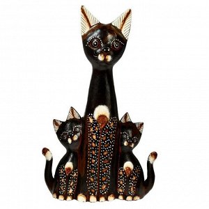 Сувенир "Три черные кошки" дерево 5х18х30 см