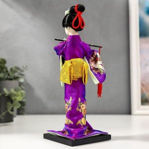 Кукла коллекционная "Японка в фиолетовом кимоно с флейтой" 25х9,5х9,5 см
