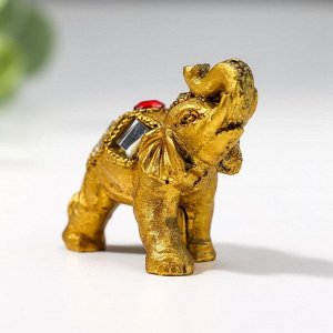 Сувенир полистоун "Маленький слон с мозаикой зеркальной и рубином на попоне" 3,8х3,5х1,8 см   544919