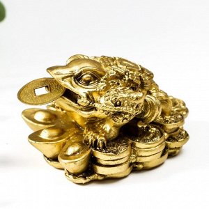 Нэцке полистоун бронза "Денежная жаба инь-ян со слитками золота" 4,8х6,5х8,5 см