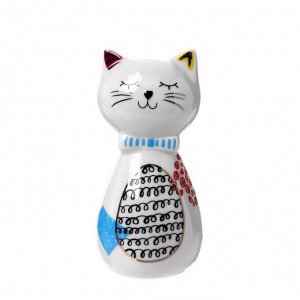 Сувенир керамика "Котик с кудрявым брюшком" цветные пятнышки 10,7х5,2х7,2 см