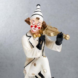 Сувенир полистоун "Клоун со скрипкой" чёрно-белый с золотом 24х6,5х12,5 см