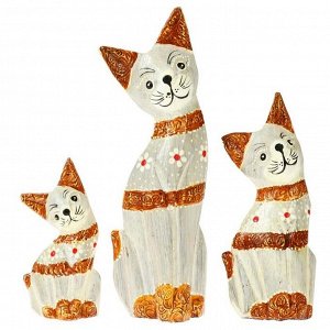 Сувенирный набор "Кошечки с полосками" дерево (высота 20,15,12 см)