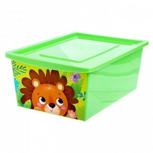 Ящик для игрушек, с крышкой, объём 30 л, цвет зелёный