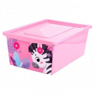 Ящик для игрушек, с крышкой, объём 30 л, цвет розовый