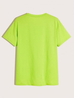 Мужская неоновая зеленая футболка с мультяшным принтом
