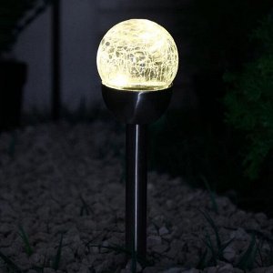Фонарь садовый на солнечной батарее "Шар света" 36,5см, d-6см, 1 led, металл, т-белый