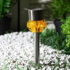 Фонарь садовый на солнечной батарее "Узор грани" 35 см, d-6 см, 1 led, металл, желтый