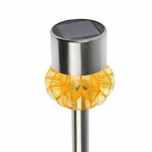 Фонарь садовый на солнечной батарее "Узор грани" 35 см, d-6 см, 1 led, металл, желтый