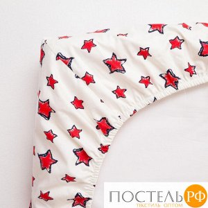 Простыня на резинке "LoveLife" Red stars 60*120+20 см, 100 % хлопок, сатин 5800878