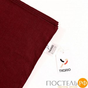 TK18-TC0013 Скатерть на стол из умягченного льна с декоративной обработкой бордового цвета Essential, 143х143 см