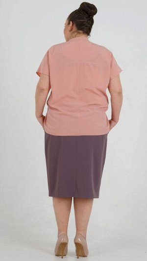 Блуза Деловая блуза с V-образным вырезом горловины. Выполнена из эластичной блузочной ткани. Короткий цельнокроеный рукав . Без застёжки. Низ прямой. Без подклада. ДИ в 44-46 р 69 см. в 48-50 р 70 см,