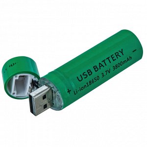 Перезаряжаемый аккумулятор с USB-разъемом 18650 Li-ion 3800 mAh (2 шт.) - Может заряжаться как от USB, так и от стандартного зарядного устройства для элементов питания 18650. Емкость - 3800 mAh, рабоч