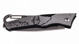Складной нож с гравировкой и карабином №327А